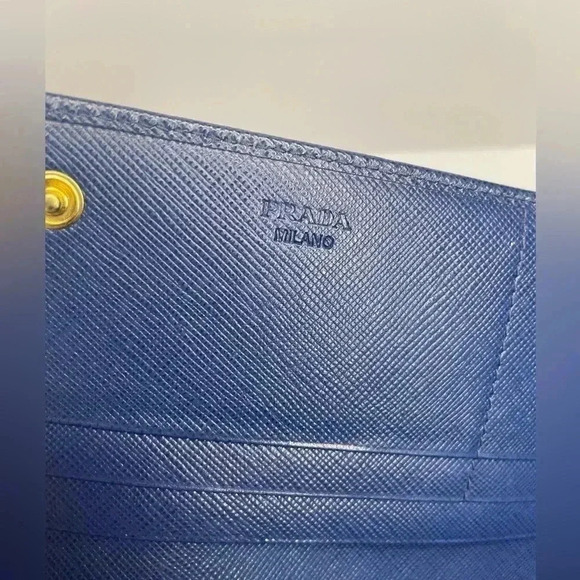 PRADA Saffiano Leather Long Wallet With Gold Hardware Blue Box included - Picture 8 of 16